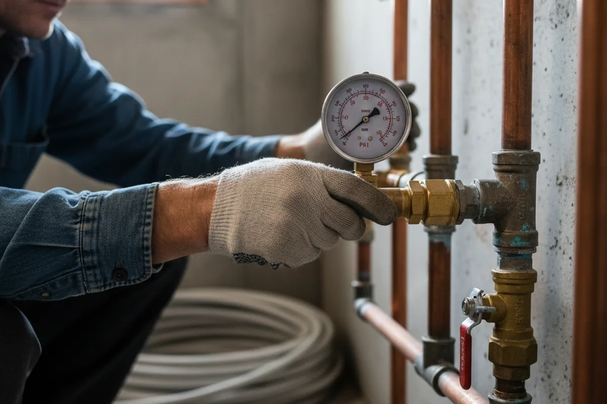 Pressure testing a repaired line during Water Line Repair in Nicholson